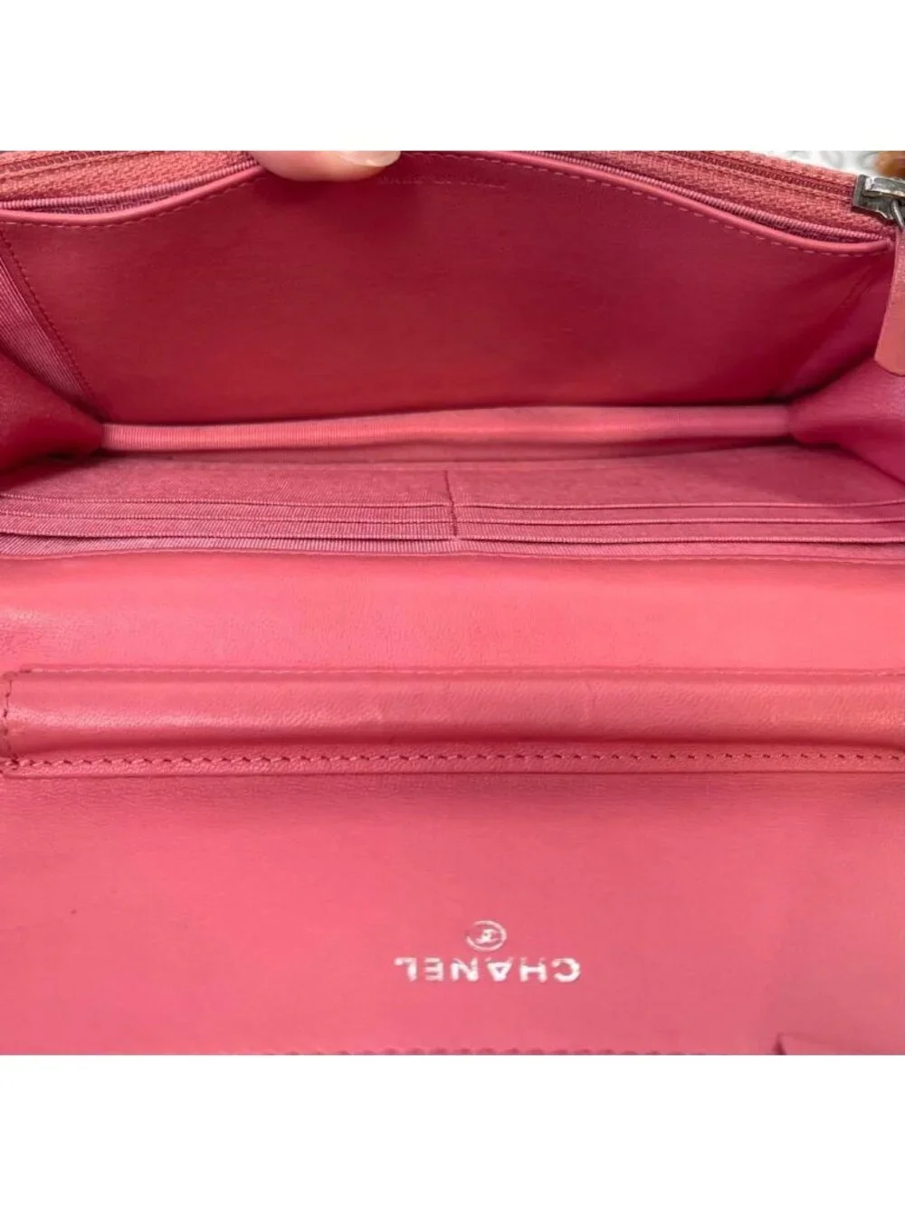 Chanel Chain Wallet Quilted Pink Silver Shoulder